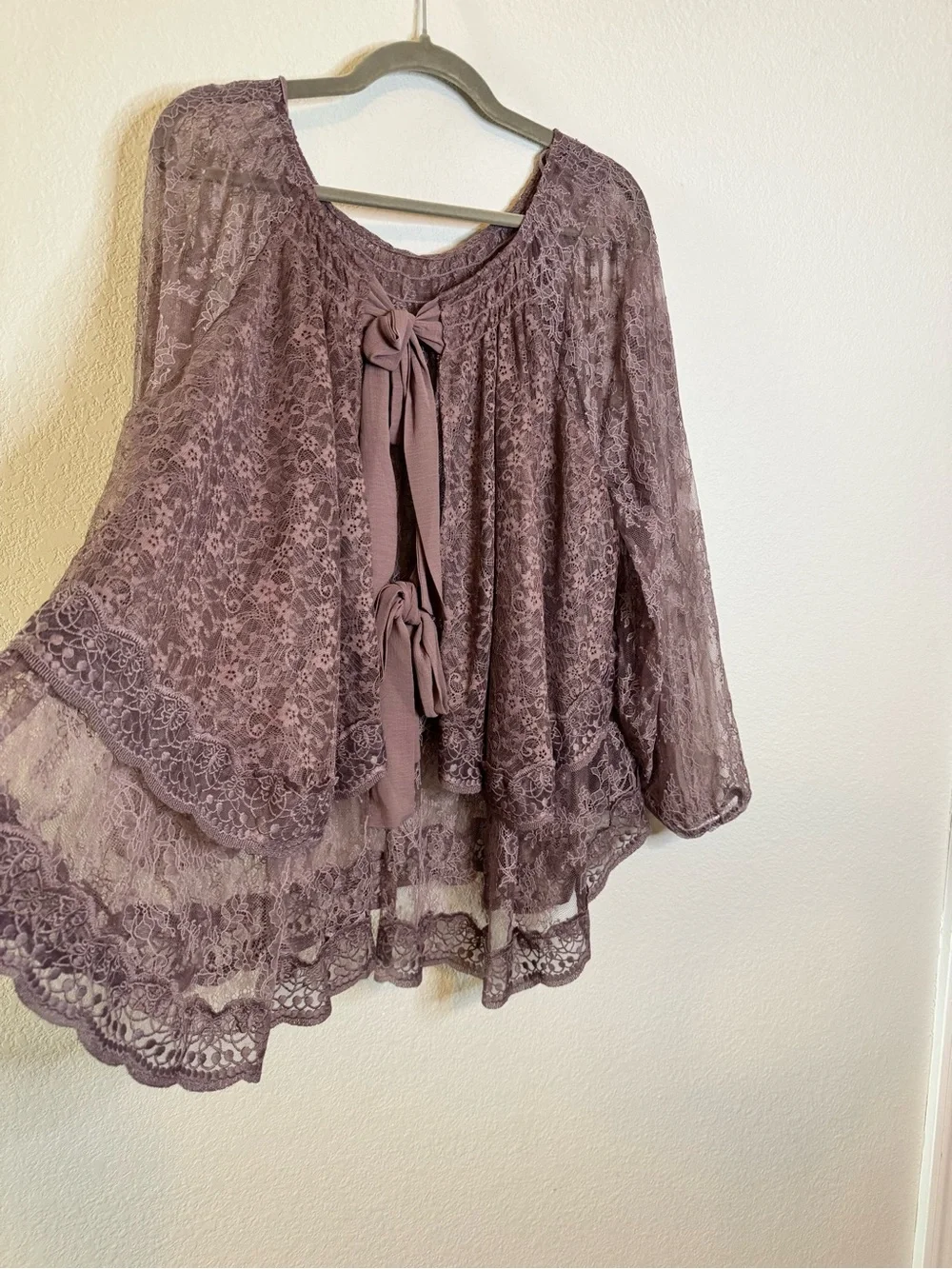 Free People Goldie Knit Top - Plum Dust Size Medium Lace Boho